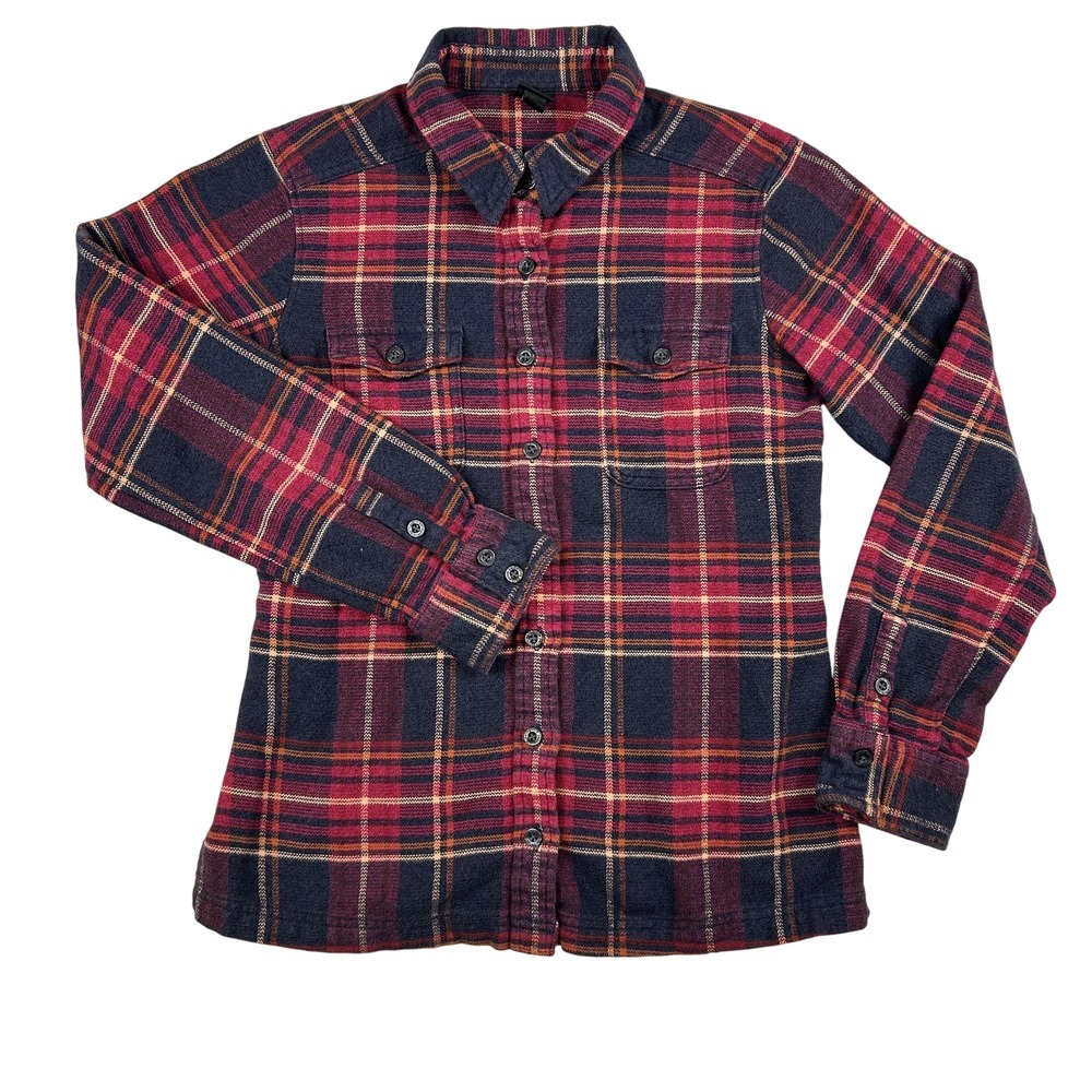 Patagonia Flannel Shirt Womens 4 Organic Cotton Plaid‎ Button Down Long Sleeve